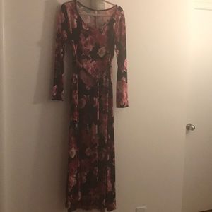 Bold pink floral pattern dress with Tie waist